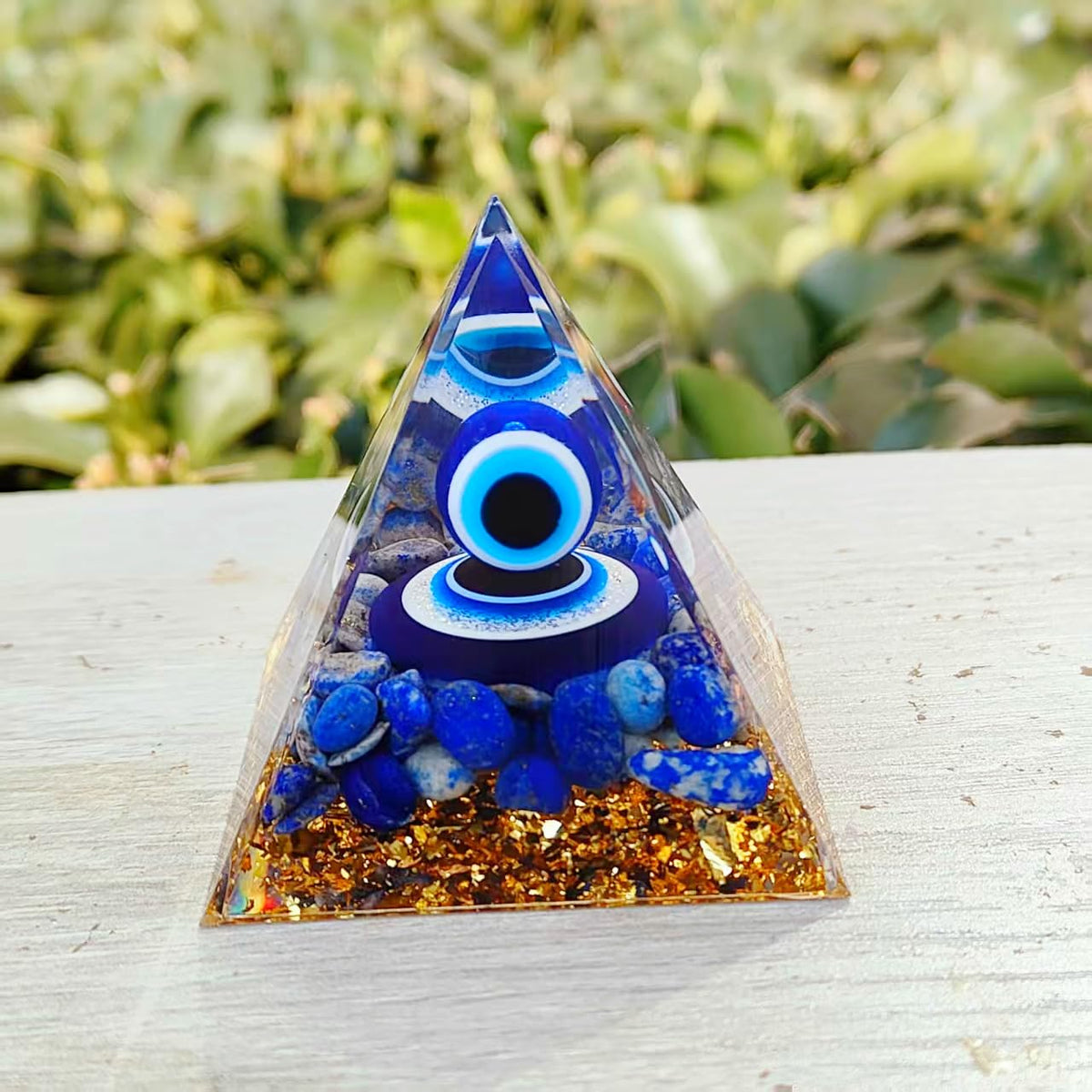 ycyingcheng Moonstone Crystal Orgone Pyramid Ogan Crystal Energy Tower, Nature Reiki Chakra Crushed Stone Jewelry, Crystal Pyramid for Home Decor (Lapis Lazuli)