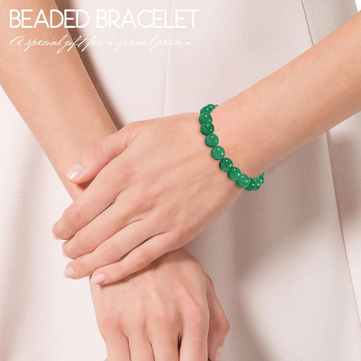 VDKIDKT Chakra Healing Bracelet 10mm Natural Emerald Bead Bracelet for Women Men, Gift for Mother's Day, Heart Chakra Green Crystal Spiritual Healing Bracelet (Emerald)