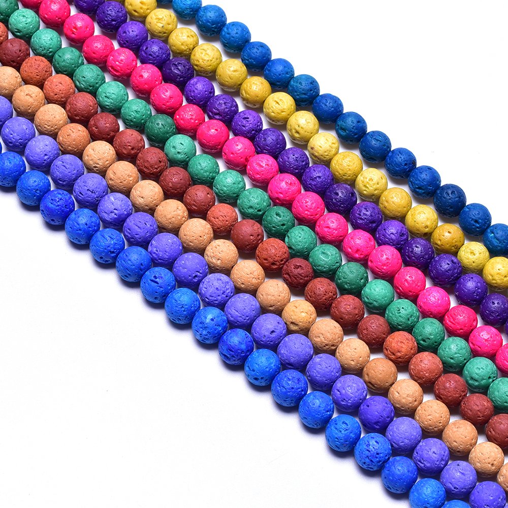 8mm Lava Rock Natural Stone Loose Beads for Jewelry Making Spacer Beads 15"-48pcs/Strand (8mm, Green)
