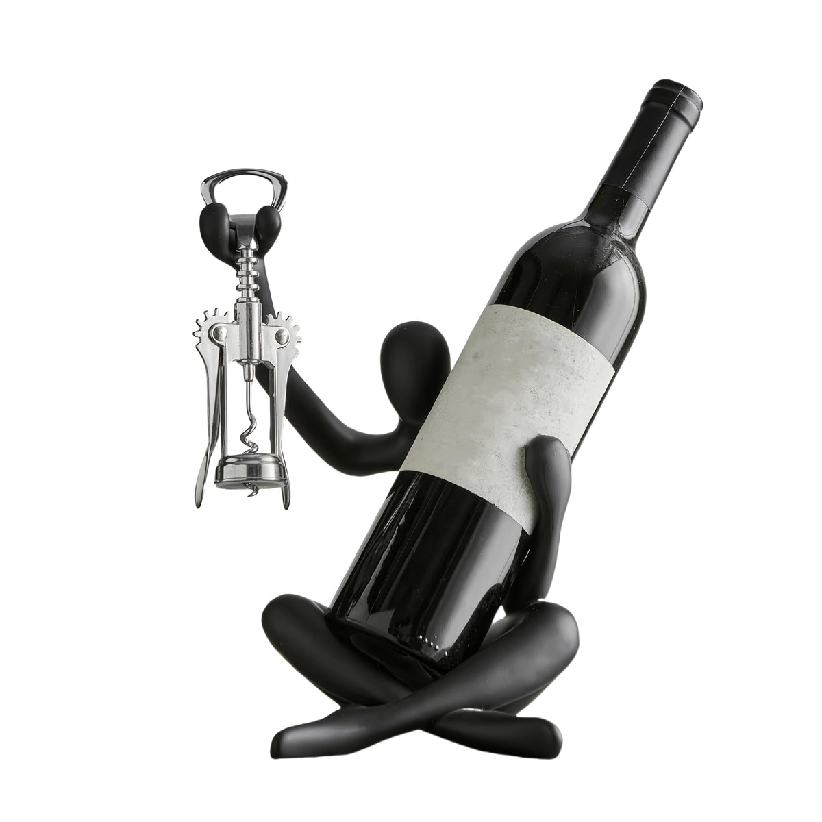 XINXUAN Modern Wine Bottle Holder, Resin Hollow-Out Design Decorative Wine Rack(Black)