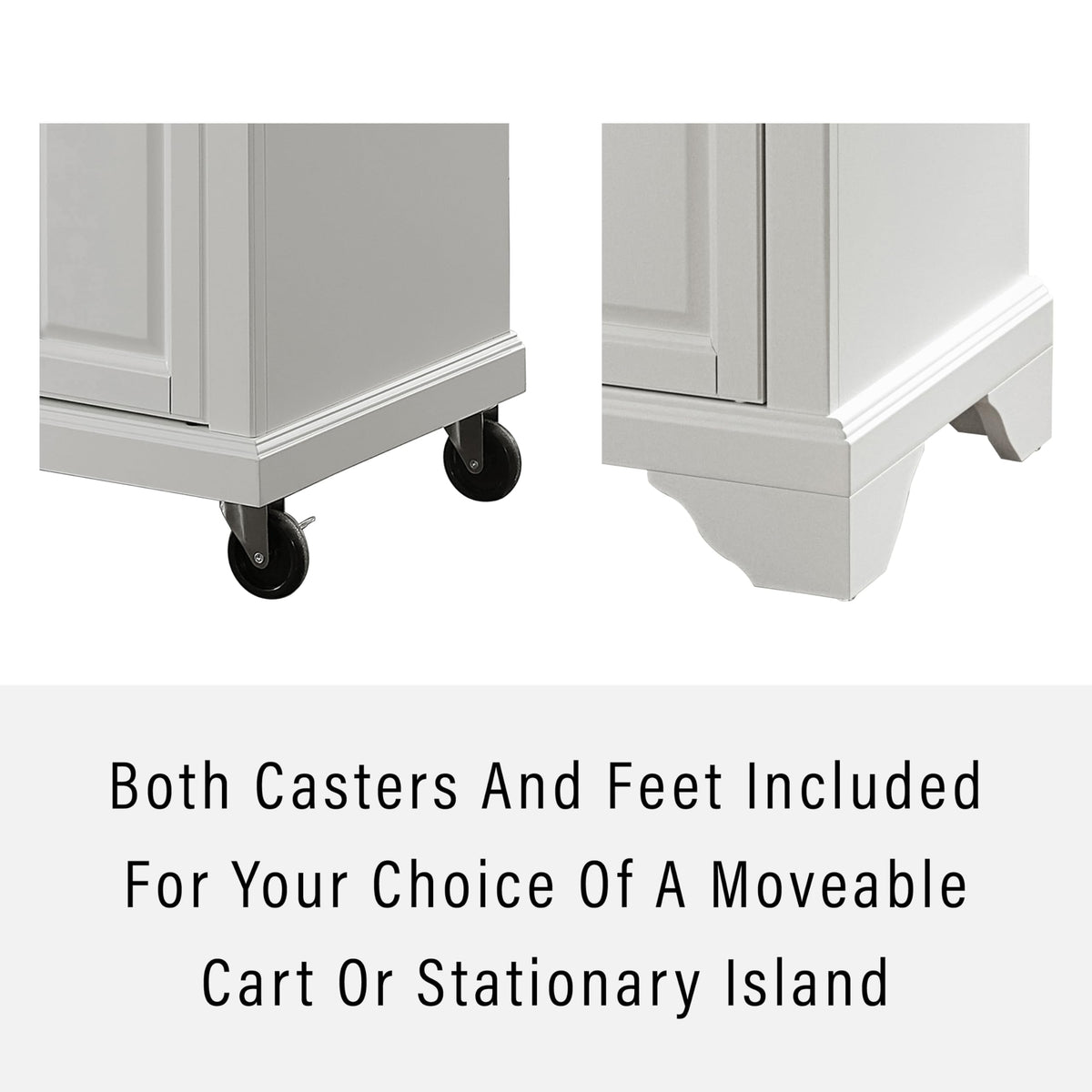 Crosley Furniture LaFayette Granite Top Rolling Kitchen Island Storage Cart, Microwave Stand, Spice Rack, White