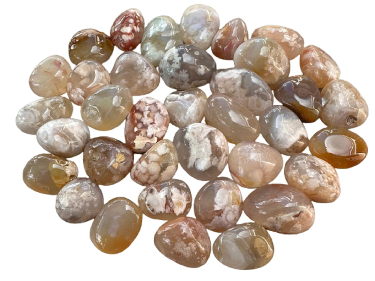 Wholesale Polished Flower Agate Tumbled Stones (0.25 Pound)