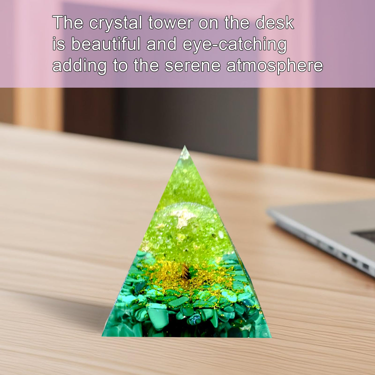 Saefheled Tree of Life Orgone Pyramid,Natural Malachite&Peridot Orgonite Healing Crystal Pyramid,Crystal Stone Positive Reiki Energy Generator Collection Wealth Lucky Meditation Tool(6cm)