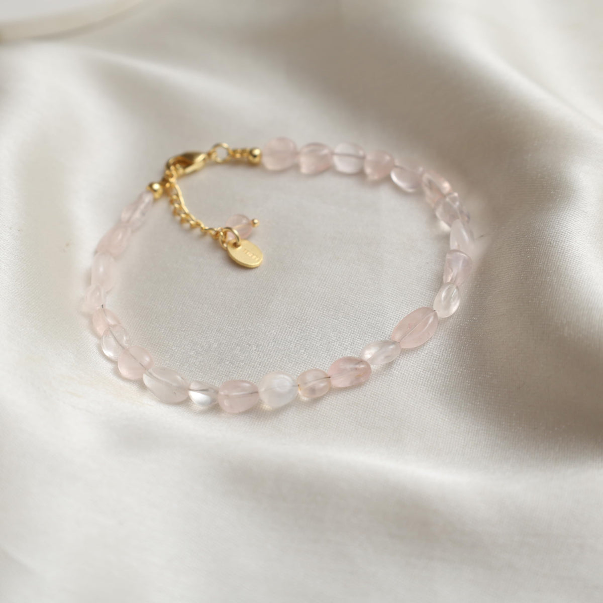 Gempires Pink Rose Quartz Beaded Bracelet Lightweight Handmade Gemstone Jewelry Hypoallergenic 8 Inch Gold Plated Trendy Western Jewerly For Women