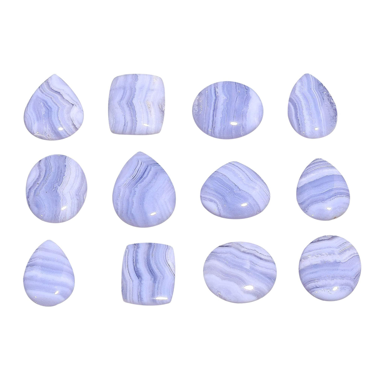 Gemkora 100 carats Natural Blue Lace Agate Gemstones Wholesale Cabochons Lot, Jewelry Making Loose Gemstone, Polished Gems, DIY, Wire Wrapping, Reiki, Wikka, Healing Crystals, Bulk Gemstone Deal