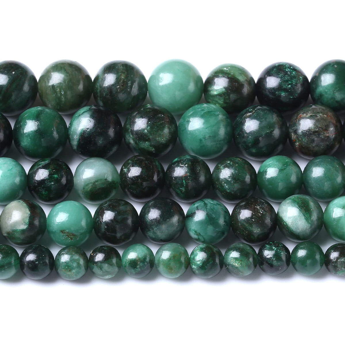 8mm 45pcs Natural Green Emerald Mica Crystal Gemstone Beads for Jewelry Making DIY Bracelet