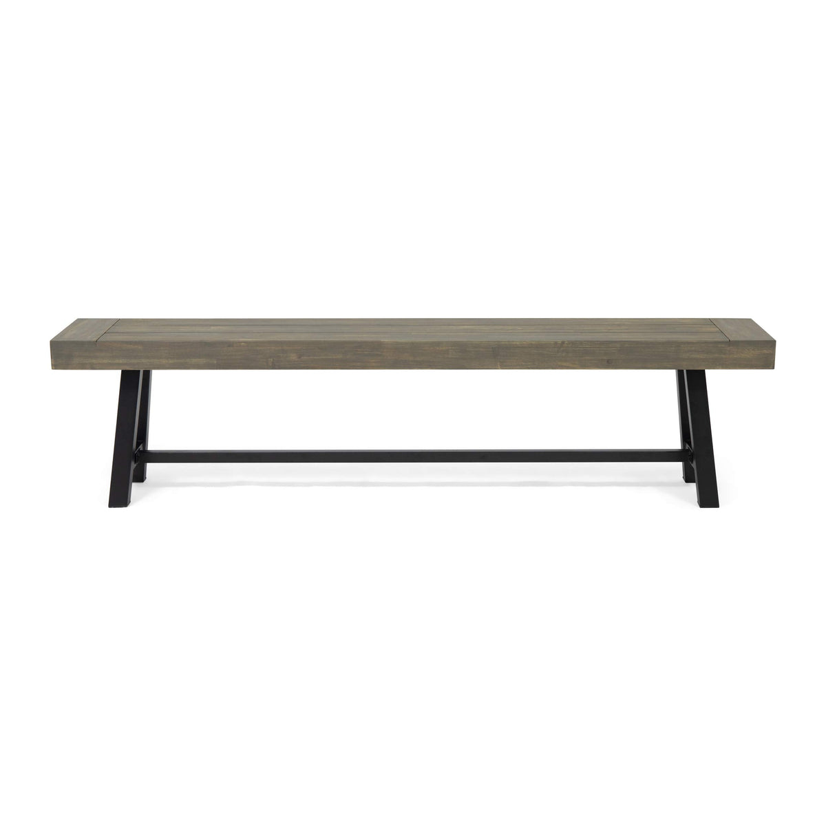 Christopher Knight Home Carlisle Outdoor Acacia Wood Picnic Dining Set, Gray and Rustic Metal