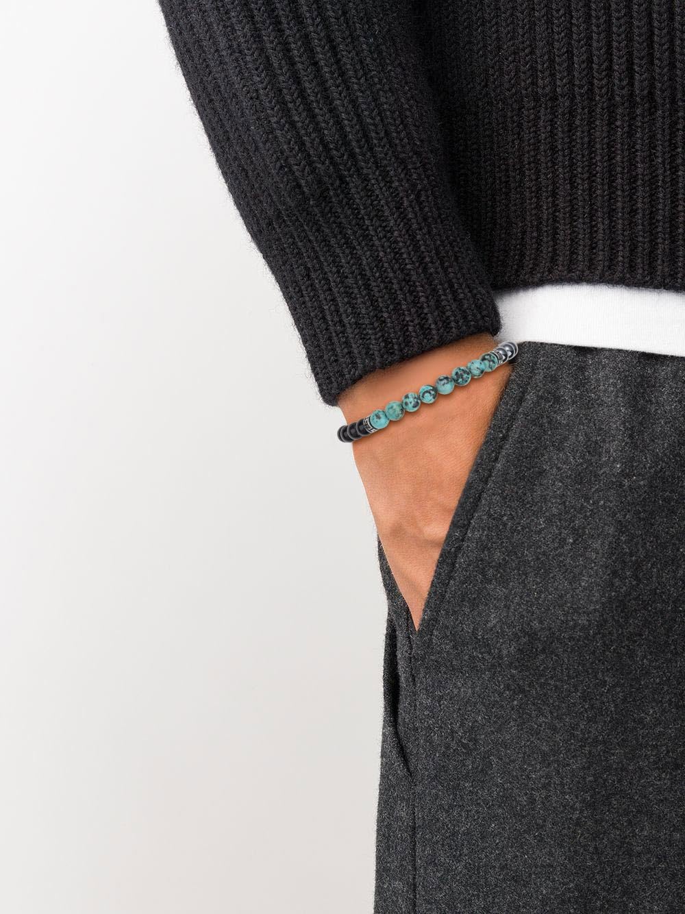 GAVU 6mm Triple Protection Bracelet, Men's Crystal Bracelet, Hematite Obsidian African Turquoise Bracelet for Men