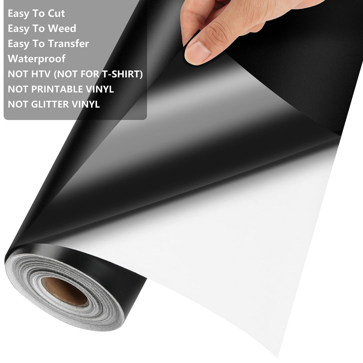 Matte Black Permanent Vinyl, Lya Vinyl Matte Black 12" x 50Ft Permanent Adhesive Roll for Cutting Machine, Vinyl Roll for Craft Cutter