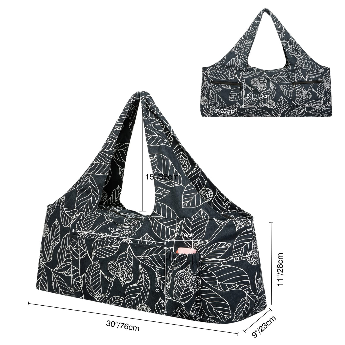 KUAK Extra Large Yoga Mat Bag with Zippered Top & 5 Pockets - Premium Waterproof Fabric Tote with Yoga Mat Carrying Strap for Pilates, Gym, Fitness Block & Gear