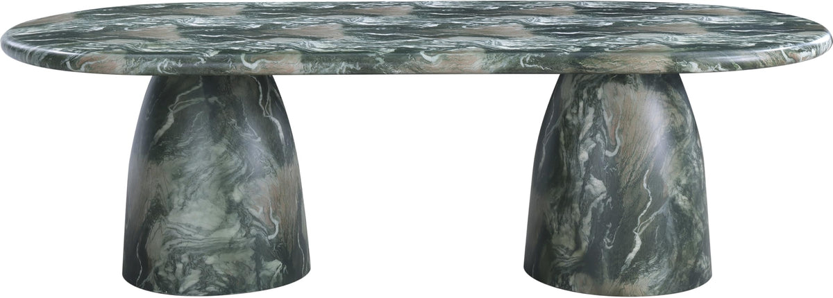 Meridian Furniture 708Green-T Cosenza Collection Art Deco 96" Indoor/Outdoor Concrete Dining Table with Green Marble Finish, 96" W x 44.5" D x 30" H