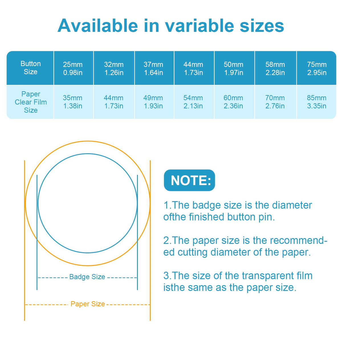 KUNTAERY 200Set 1.26 Inch Button Maker Supplies, 32mm Button Supplies Parts, Approx. 1.25 Inch Metal Blank Badge Parts with Blank Paper for Maker Machine Pin Maker Press