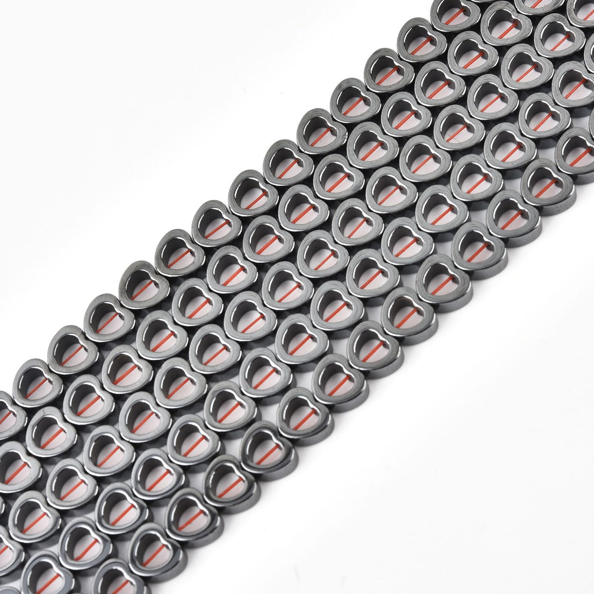 HAAMIIQII 55pcs 8mm Natural Black Hematite Loose Gemstone Beads Hollow Heart Shape Spacer Stone Beads for Jewelry Making DIY Bracelets Necklaces Crafting