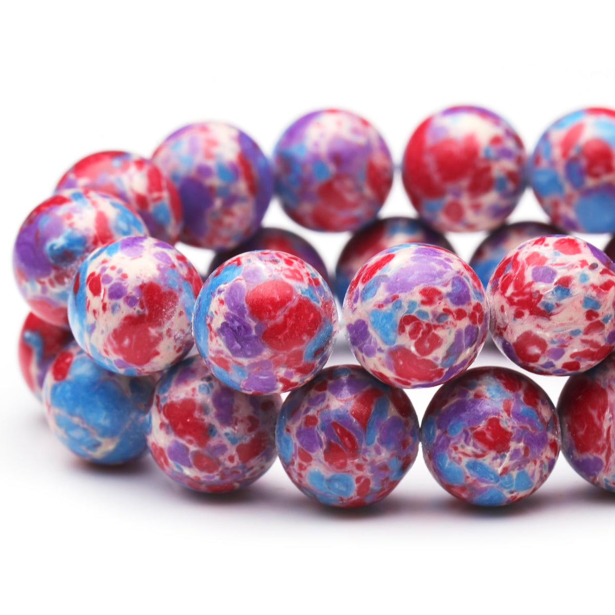Youngbling Natural Gemstone Beads for Jewelry Making,8mm Blue-Purple Imperial Jasper Polished Round Smooth Stone Beads for Bracelet Necklace 15 Inch