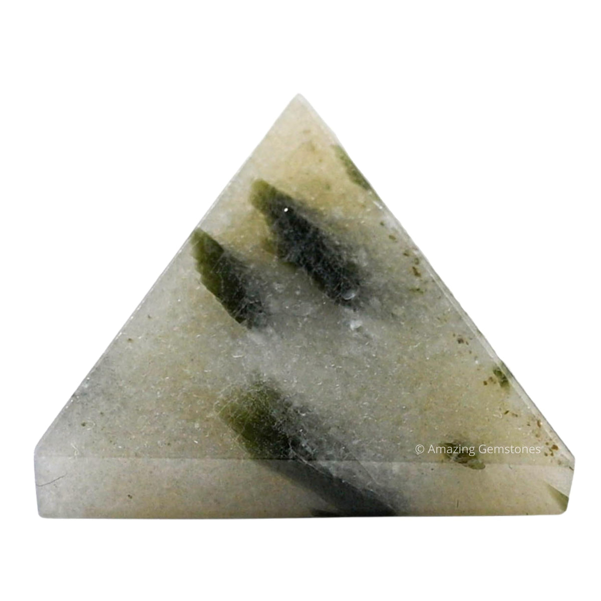 Amazing Gemstone Green Tourmaline in Quartz Pyramid Crystal Healing Stones - 1" Great Pyramid Figurine of Natural Stone Pyramid for Meditation, Reiki, Chakra Balancing and Crystal Pyramids Grid