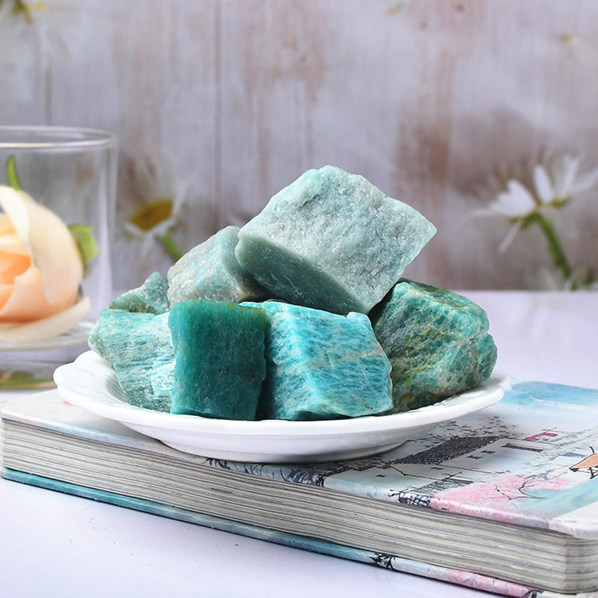 Amazonite Raw Crystals Healing Crystals Natural Rough Stones 1.2-2" for Tumbling, Fountain Rocks, Yoga, Meditation, Polishin, Gift 2