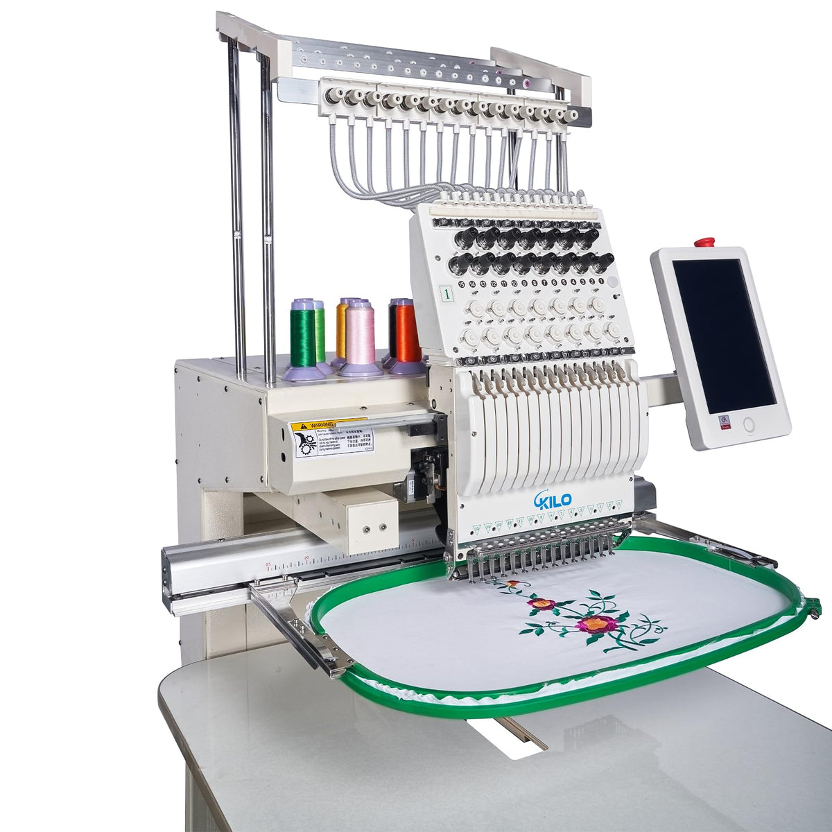 2024 Ultra Commercial Embroidery Machine with 15 Needles 13" x 20" LCD Embroiderer Pattern for Cap Hat T-Shirt Laser Positioning 1501