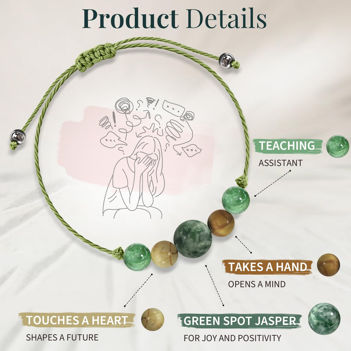 ZOKCC Teacher Assistant Appreciation Gifts for Women: Spiritual Crystal Healing Stone Anxiety Protection Bracelets Birthday Christmas Gifts for Teacher Assistant