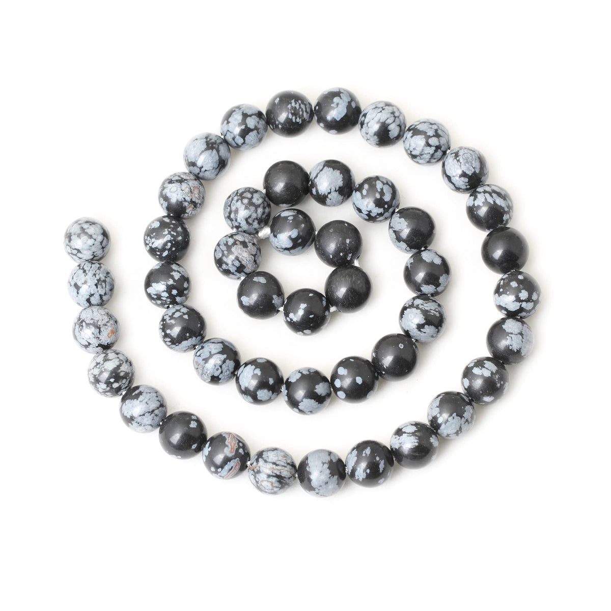 CHEAVIAN 45PCS 8mm Natural Black Snowflake Obsidian Gemstone Round Loose Beads Stone Beads for Jewelry Making DIY Findings 1 Strand 15"
