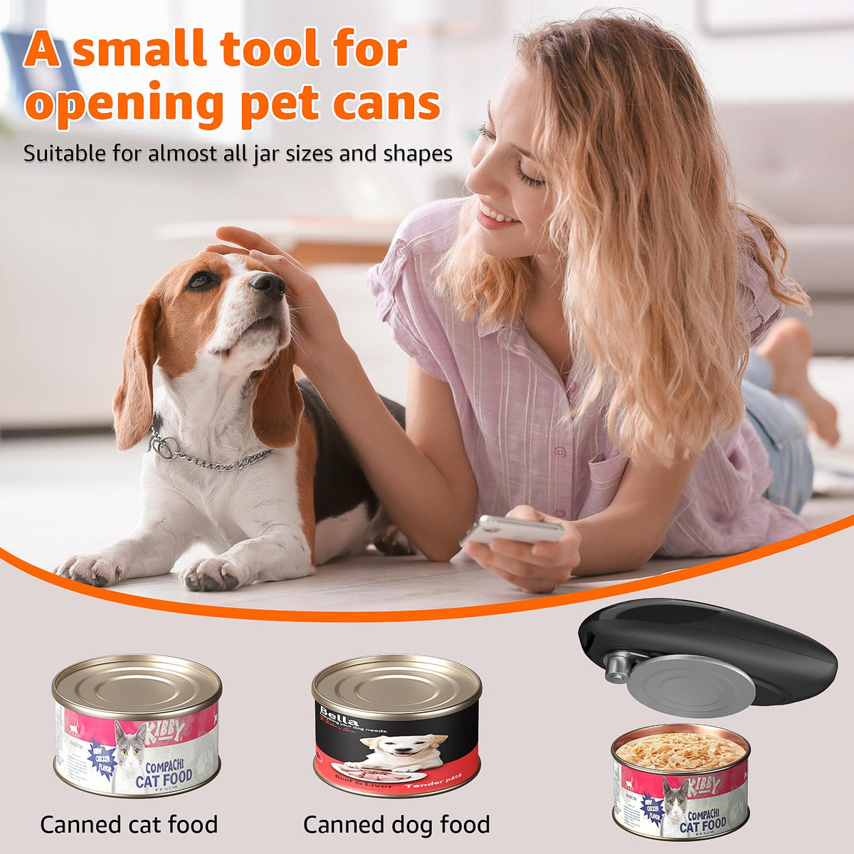 electriccan opener, automatic can opener, one-button operation, with smooth edge design suitable for the elderly, portable kitchen tool, suitable for most can sizes.