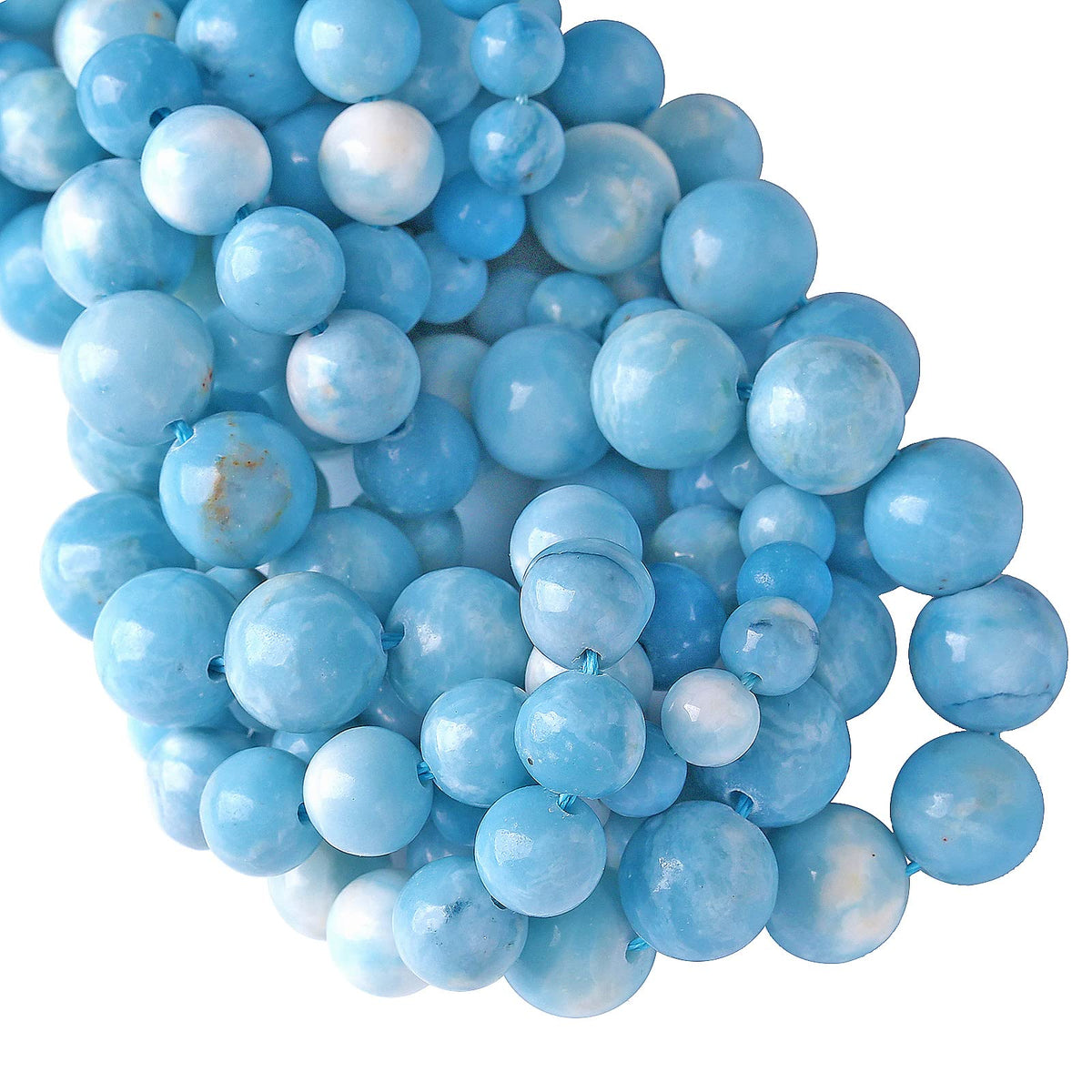 6MM 60PCS Natural Blue Larimar Gemstone Crystal Beads for Jewelry Making DIY Bracelet
