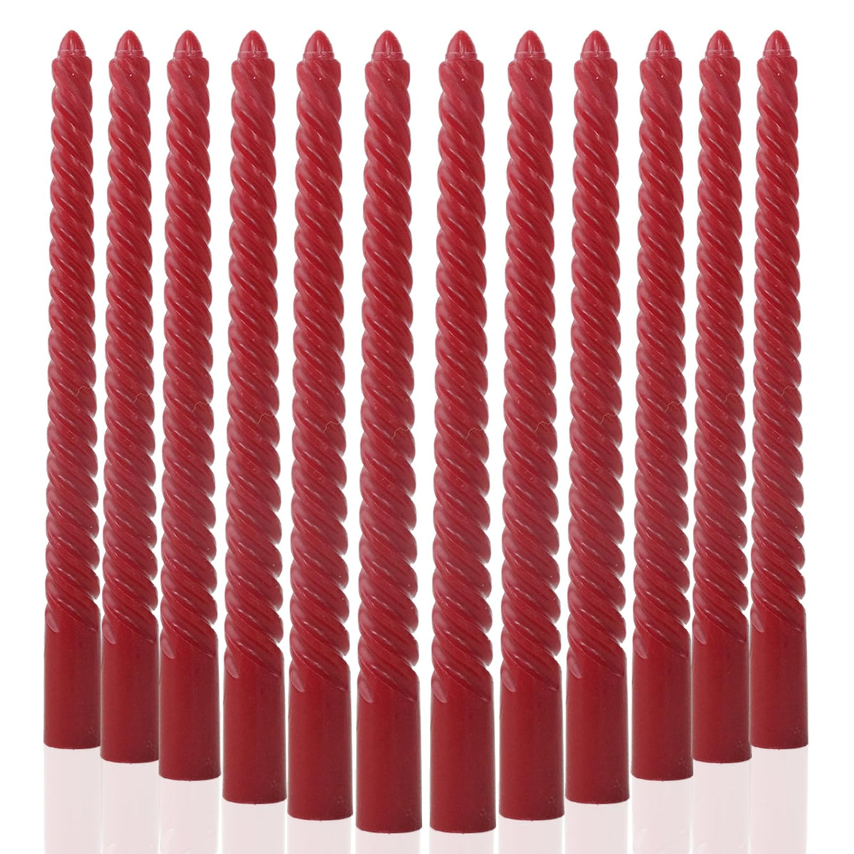 Wine red Taper Candles Stick Spiral Taper Candles-Set of 12 for Fall Decoration Weddings Party Church-Unscented Candles,10inch(F-Wine red)