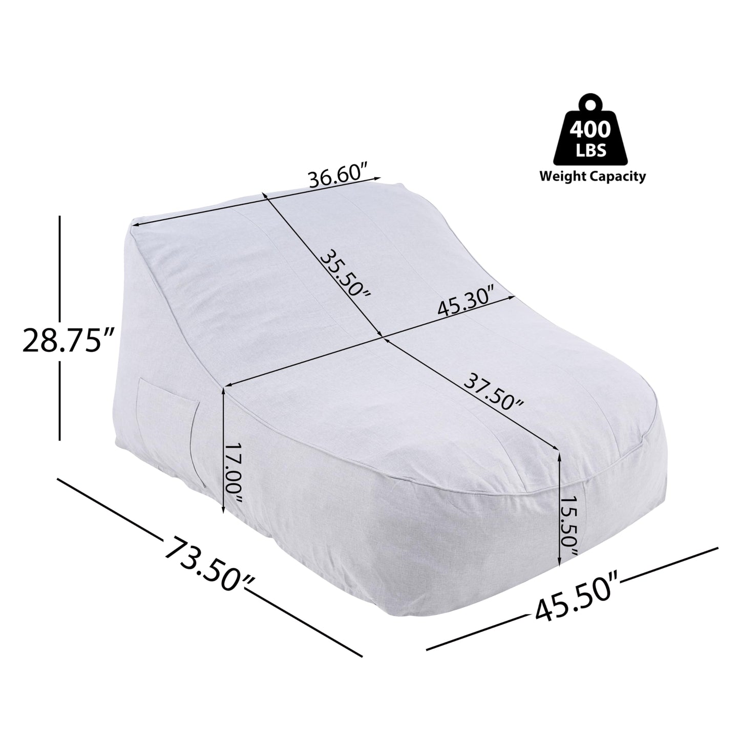 Christopher Knight Home Hilar Outdoor Bean Bag Chair, Fabric Bean Bag Lounger for Adults and Kids, Outdoor Comfy Reading Chair, Patio Lounge Sofa for Poolside Garden, Gray