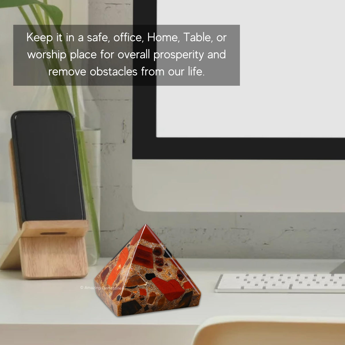 Spotted Jasper Pyramid Crystal Healing Stones - 1" Great Pyramid Figurine of Natural Stone Pyramid for Meditation, Reiki, Chakra Balancing and Crystal Pyramids Grid