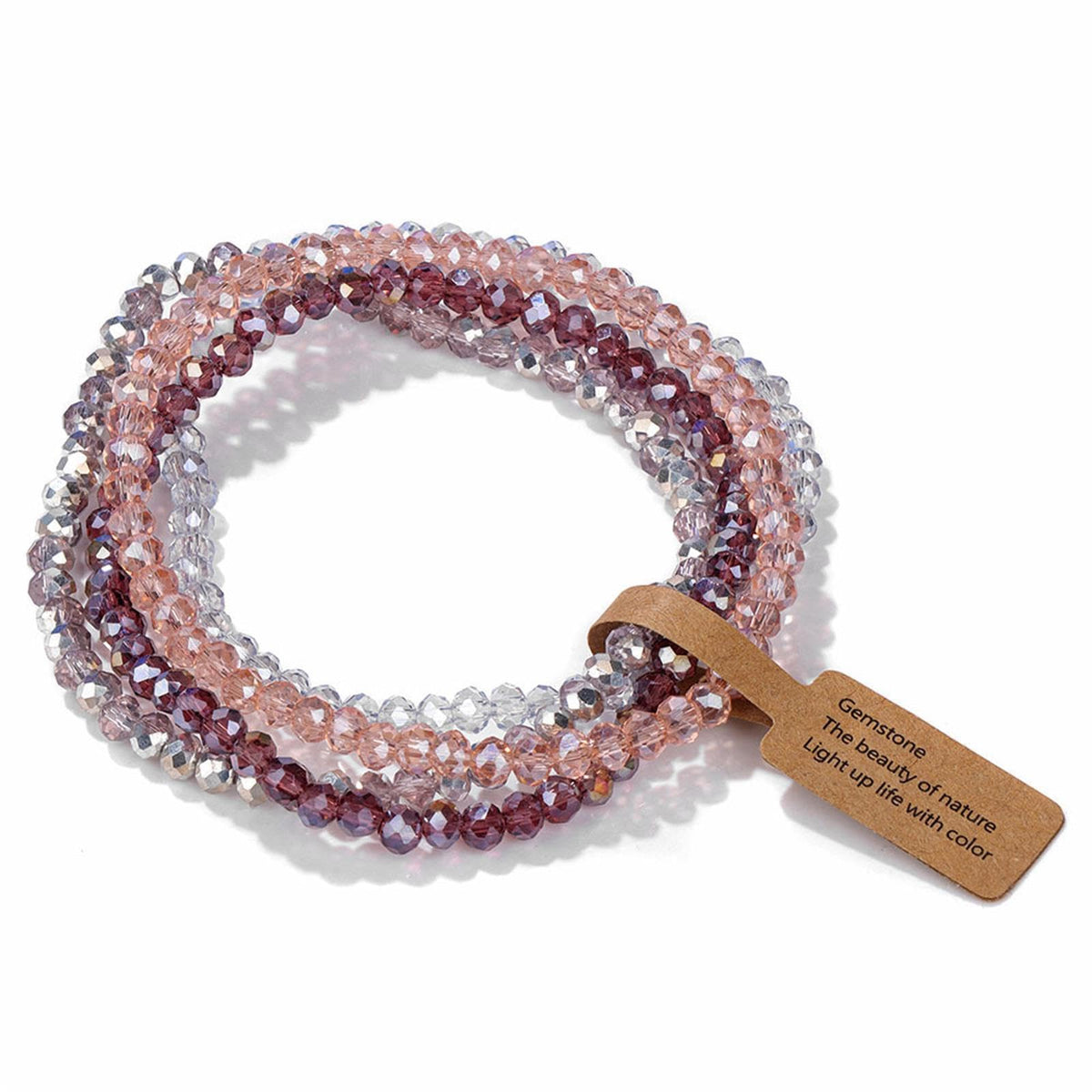 TETING GINING 4 Pcs Colorful Boho Layered Crystal Beaded Friendship Stackable Bracelets Set for Women Jewelry (I)