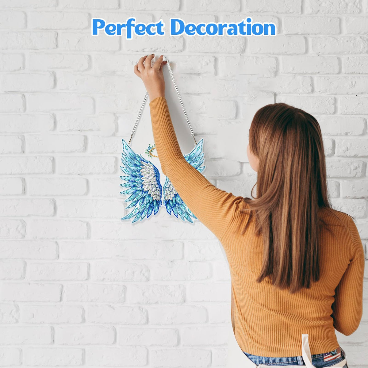 GHHKUD Wings Diamond Art Hanging Kit for Adults, DIY Double Sided Diamond Painting Hanging Kits Adults, Special Shaped Acrylic Ornaments Pendants for Window Home Garden Wall