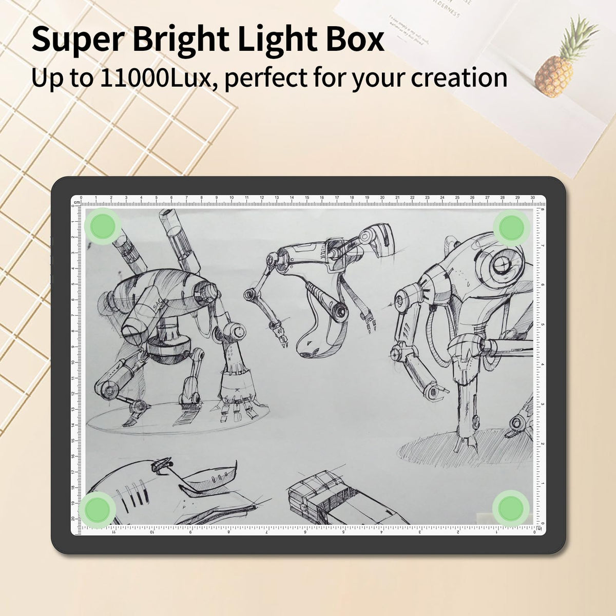 TOHETO A4 Light Board for Diamond Painting, Super Bright Magnetic Light Pad with Side Buttons, Lightbox for Tracing and Drawing, Corded Light Table for Sketching, Animation, Weeding Vinyl (Black)