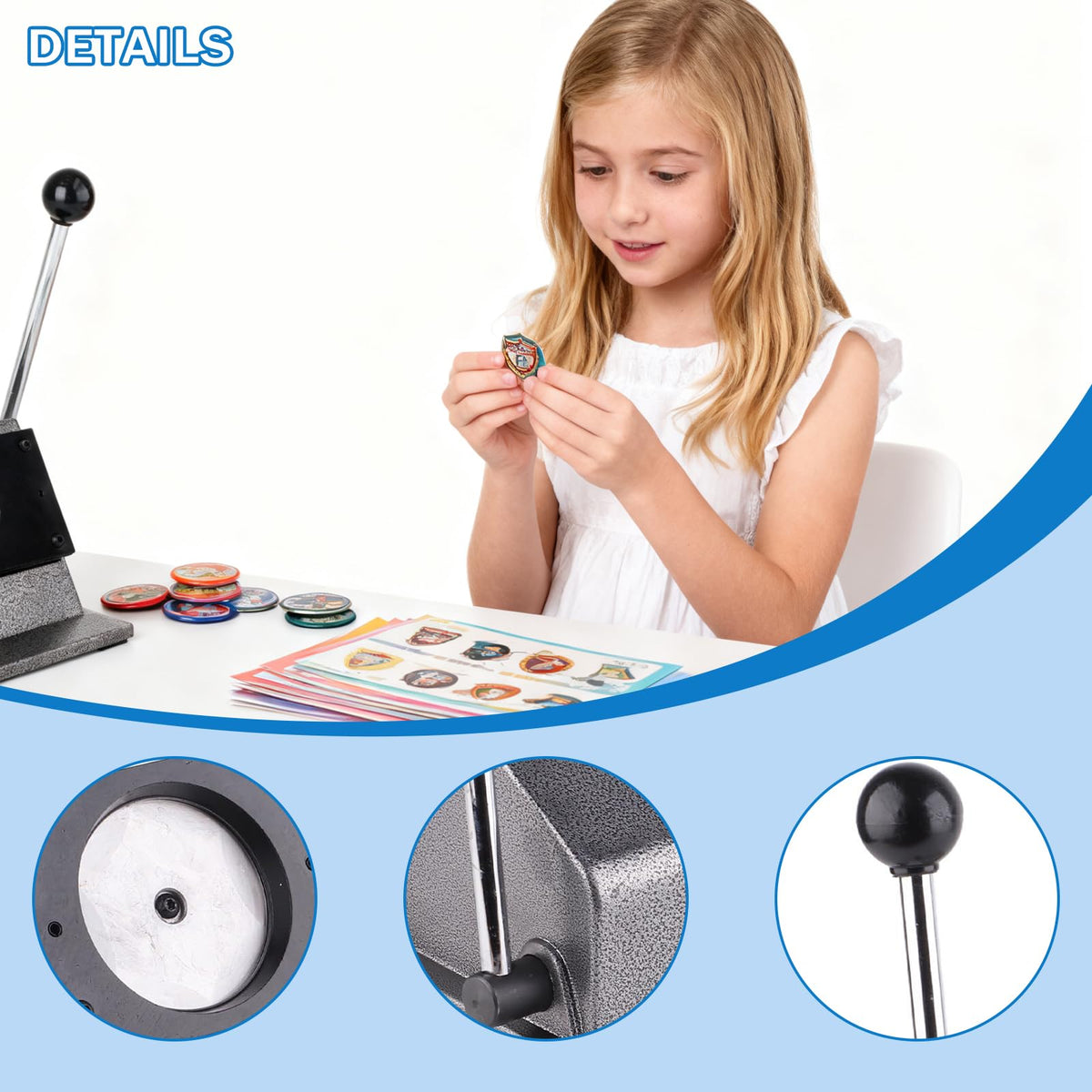 Taddien Round Badge Maker, Round Die Cutter for DIY Button Making and Scrapeboards Cardstocks Cutting, Cutter for Paper Leather PVC Cards, 86mm (3.39in) Cut Size for 75mm Buttons