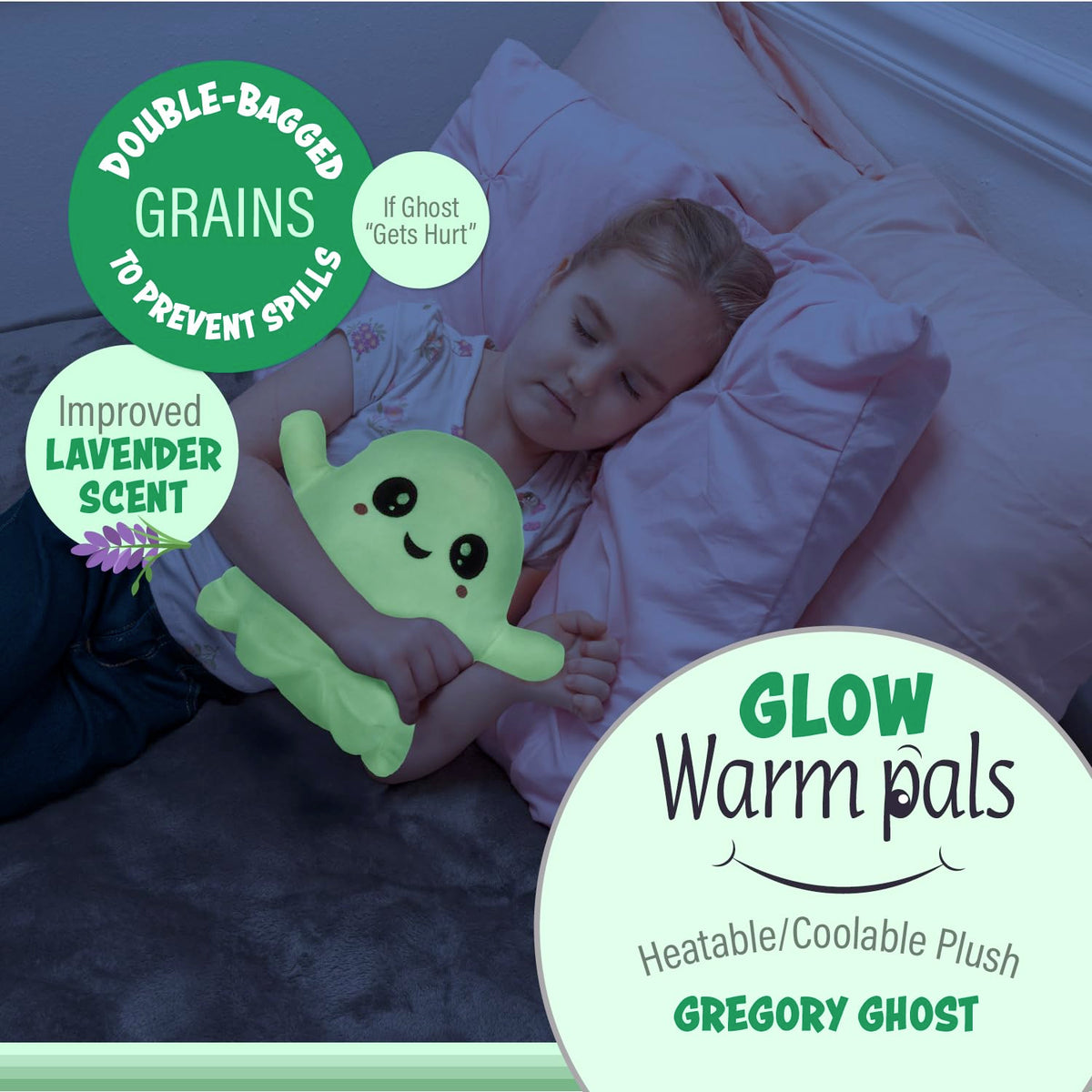 1i4 Group Glow in the Dark - Ghost - Microwavable & Weighted Plush Stuffed Animal - Heated Plushie for Warmth - Cute, Soft, Cozy Toy for Adults & Children (Boys, Girls, & Toddlers) by Warm Pals