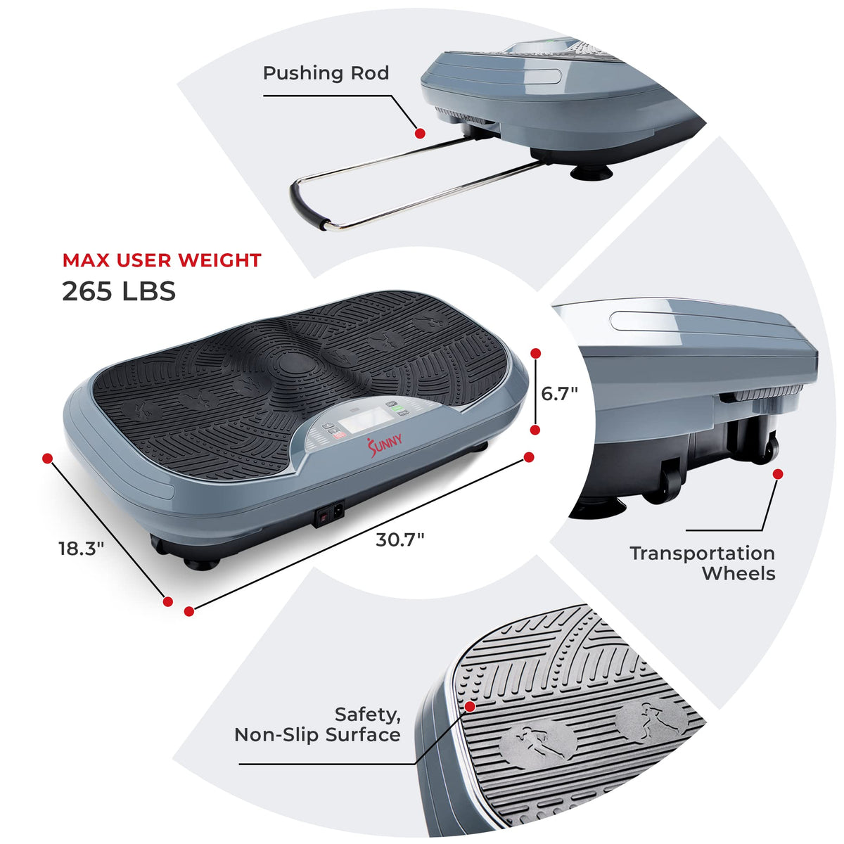Sunny Health & Fitness Vibration Plate Exercise Machine with Remote & Resistance Bands, Fitboard 3D Vibration Plate Premium Total Body Shaker Platform for Toning, Sculpting & Recovery – SF-VP822057