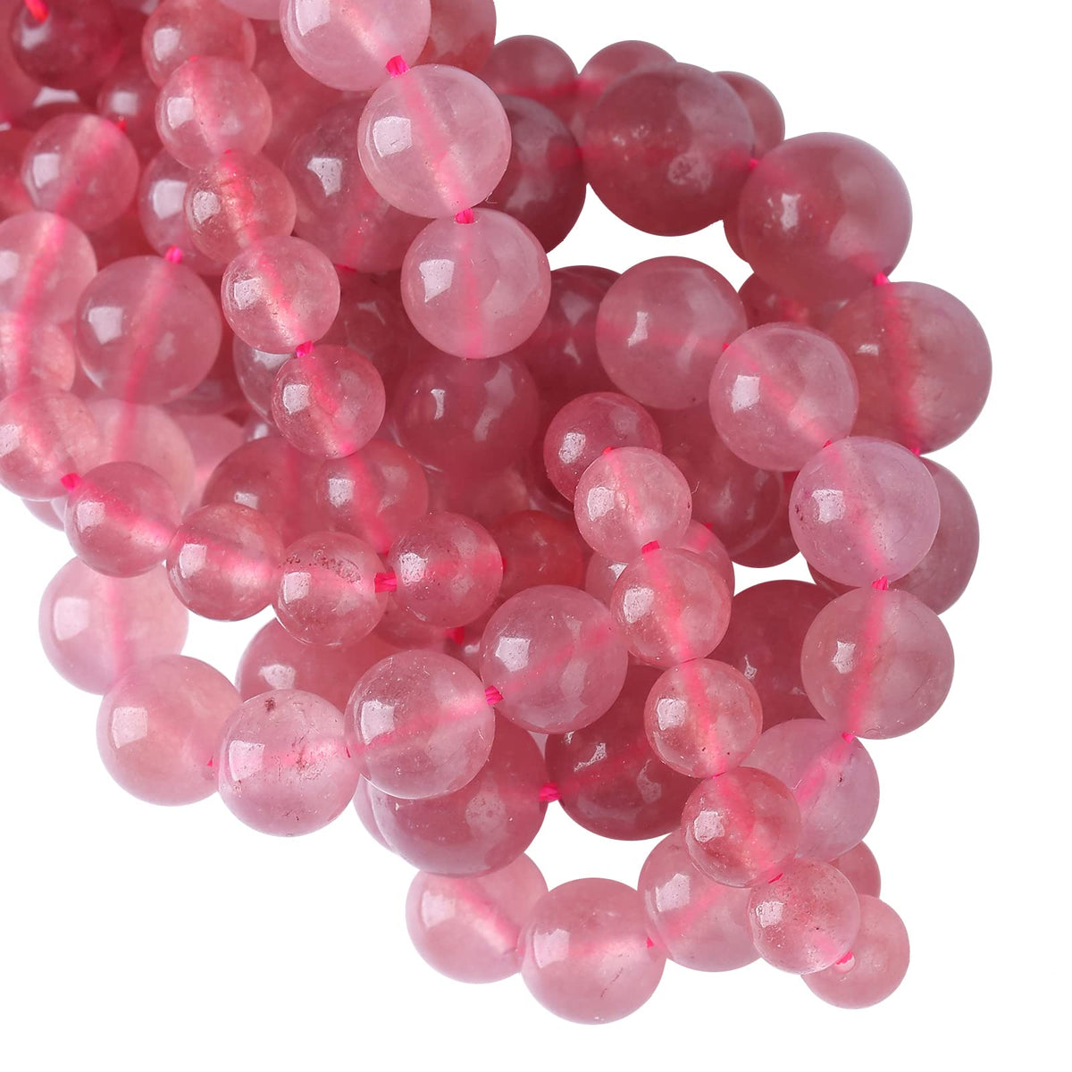 8MM 46PCS Natural Strawberry Quartz Crystal Jade Spacer Loose Beads for Jewelry Making DIY Bracelet Necklace