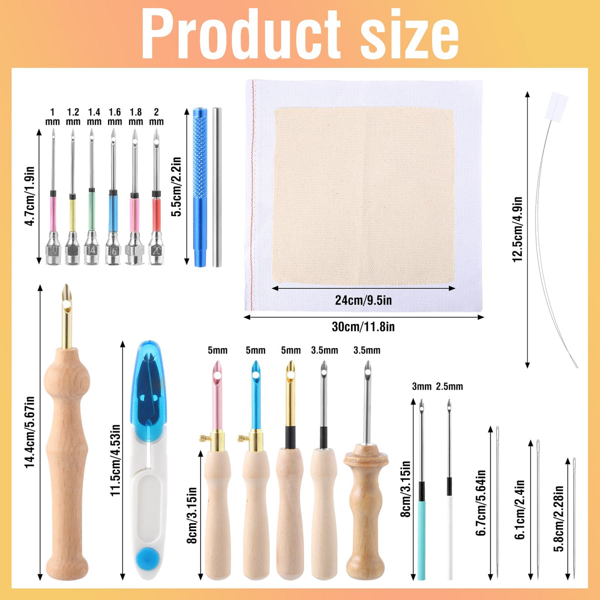 35 Pcs Punch Needle Kit, Punch Needle Tool Adjustable Punch Needle Embroidery Kits Include Wooden Handle Embroidery Pen Set, Big Eye Needles, Punch Needle Cloth - Valentines Gifts for Adults Beginne