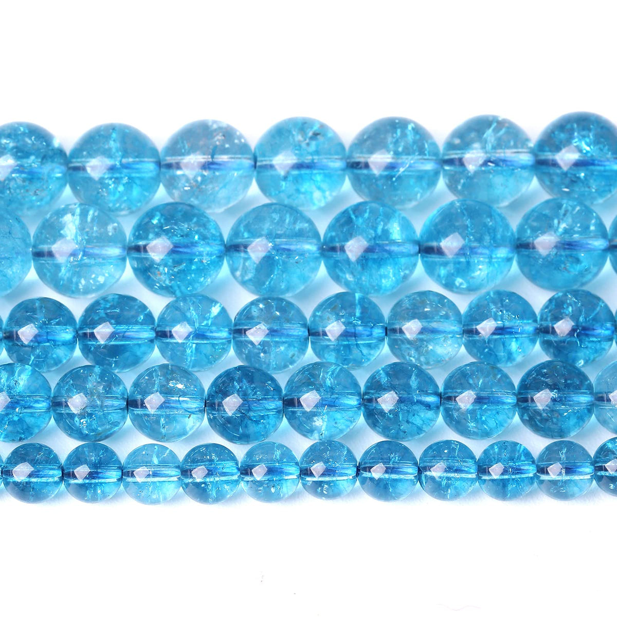 4mm 86PCS Blue Crystal Crackle Quartz Stone Spacer Round Loose Beads for Jewelry Making DIY Bracelet 15 inches Strand