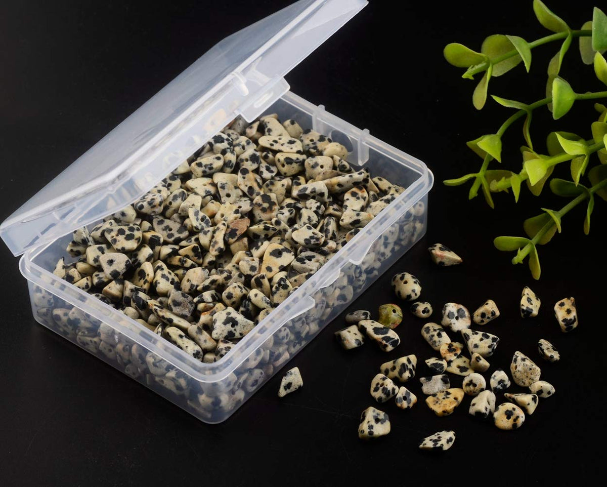 Natural Chip Stone Beads Dalmation Spot 5-8mm About 400 pieces Irregular Gemstones Healing Crystal Loose Rocks Bead Hole Drilled DIY for Bracelet Jewelry Making Crafting (5-8mm, Dalmation Spot Jasper)