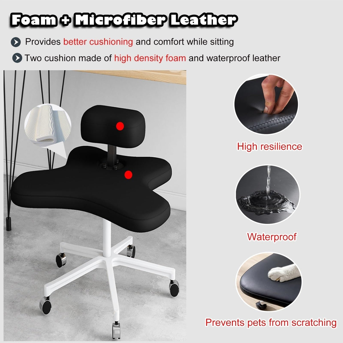 Office Chair Cross Legged Chair，Cross Legged Sitting Kneeling Office Chair with Wheels, Meditation Seat for Reducing Back Pain, Ergonomic Posture Corrective Seat - Improve Posture and Reliev