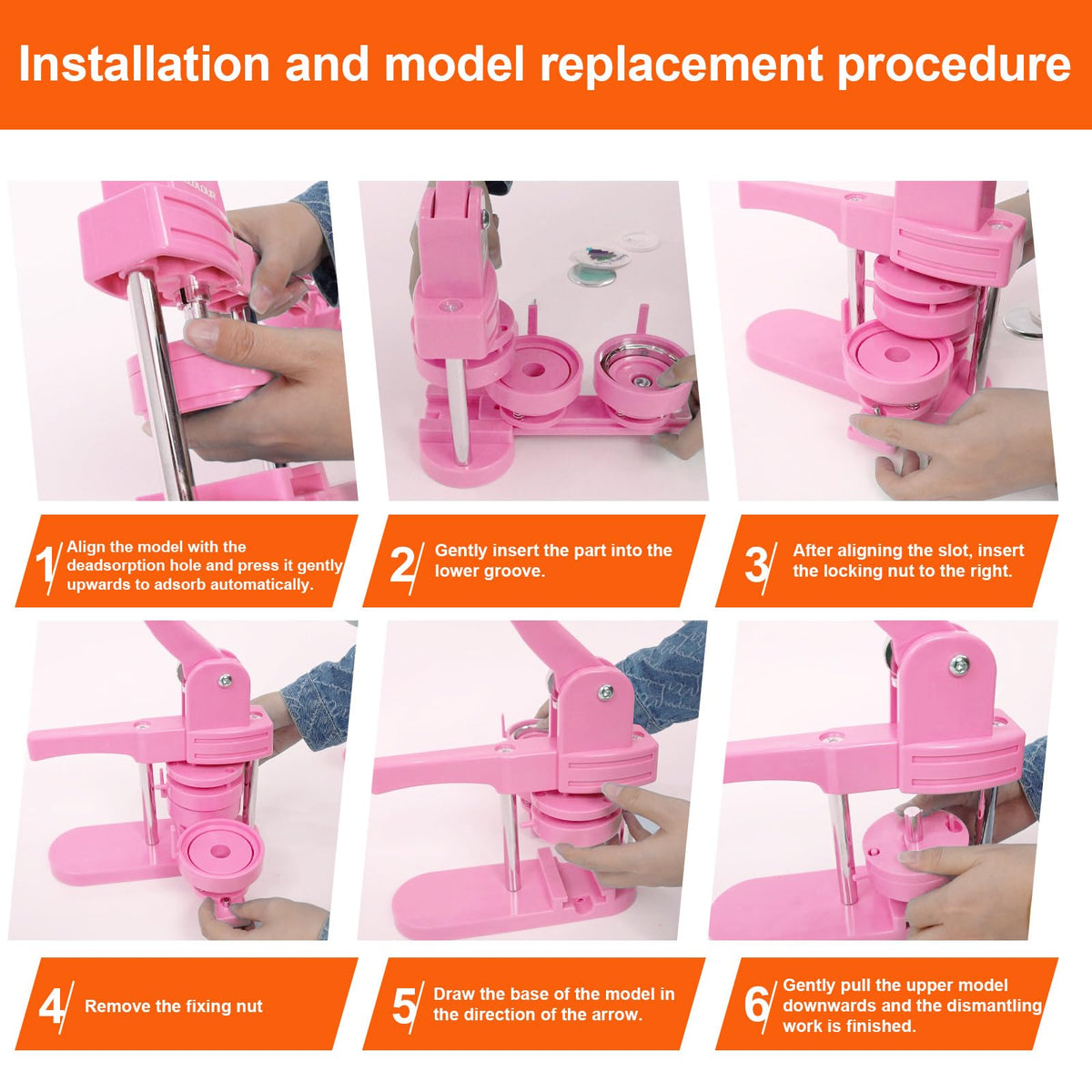 MECOLOUR Button Maker Machine Multiple Sizes 1.26+1.73+2.28 inch Pin Maker Machine,150pcs Button Badge Making Supplies,Button Press Machine for DIY Personalized Pinback Buttons Children DIY Gift(Pink)