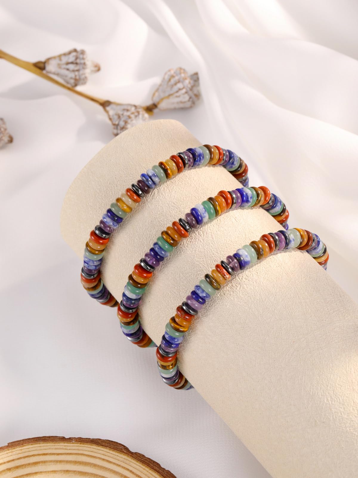 Top Plaza 7 Chakra Crystal Bracelet Natural Gemstone Beaded Yoga Meditation Bracelets Jewelry for Women Men Christmas Gifts