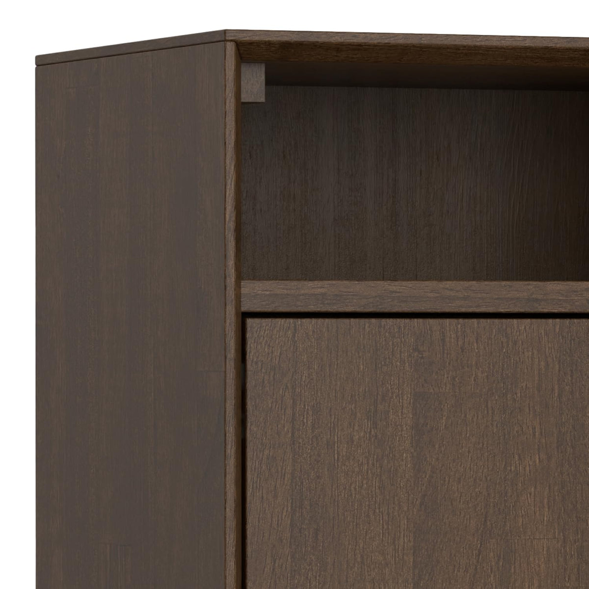 SIMPLIHOME Banting SOLID HARDWOOD 36 inch Wide Modern Industrial Entryway Storage Cabinet in Walnut Brown for the Living Room, Entryway and Family Room