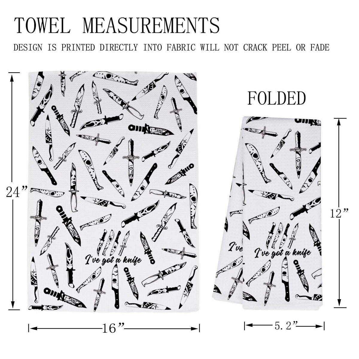MBMSO Chef Knife Towel I've Got a Knife Scary Movie Gifts for Horror Fans Baking Cooking Cloth Halloween Kitchen Dish Towel (Chef Knife TW)