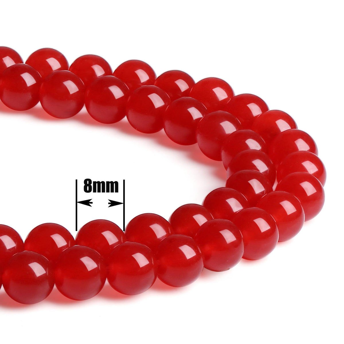 QINJIEJIE 100PCS Red Carnelian Beads 8mm Natural Stone Beads Round Loose Gemstone Bead for Bracelet Beading Crystal Jewelry Making DIY Necklace Earrings 0.32"