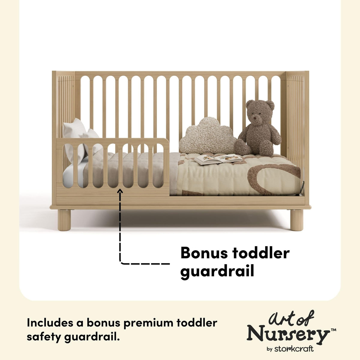 Storkcraft Sicily 3-in-1 Convertible Crib with Toddler Rail Included – GREENGUARD Gold Certified, 100% Solid Wood, Converts to Toddler Bed, Fits Standard Baby Crib Mattress (Driftwood)