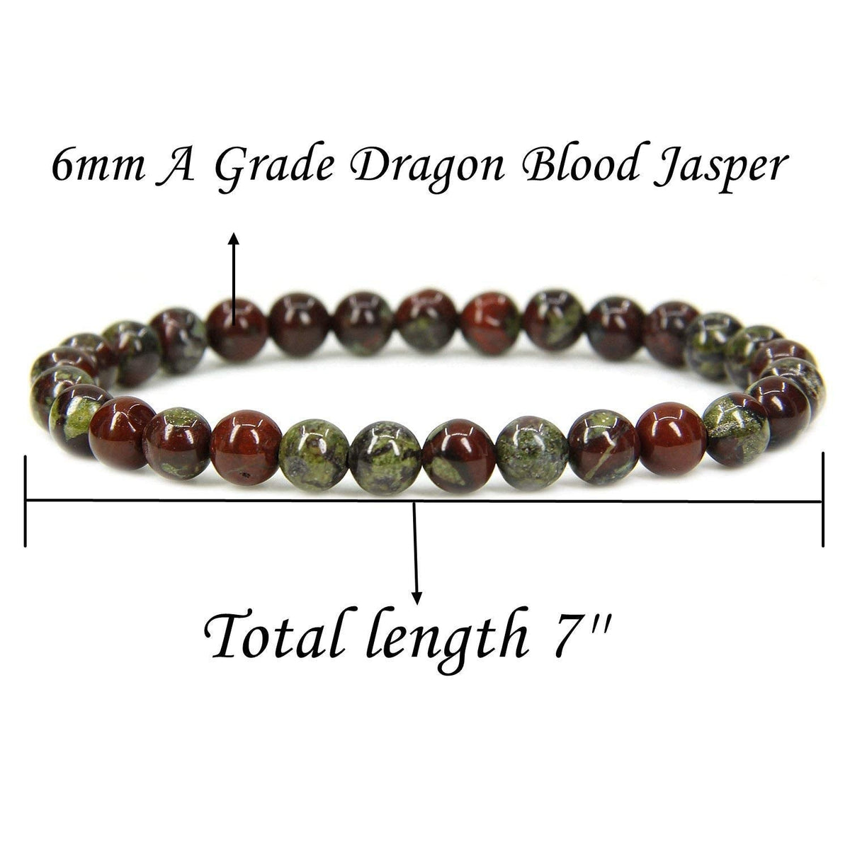 Angelstones Handmade Natural Dragon Blood Jasper Healing Gemstone 6mm Round Beads Stretch Crystal Bracelet 7 Inch Unisex