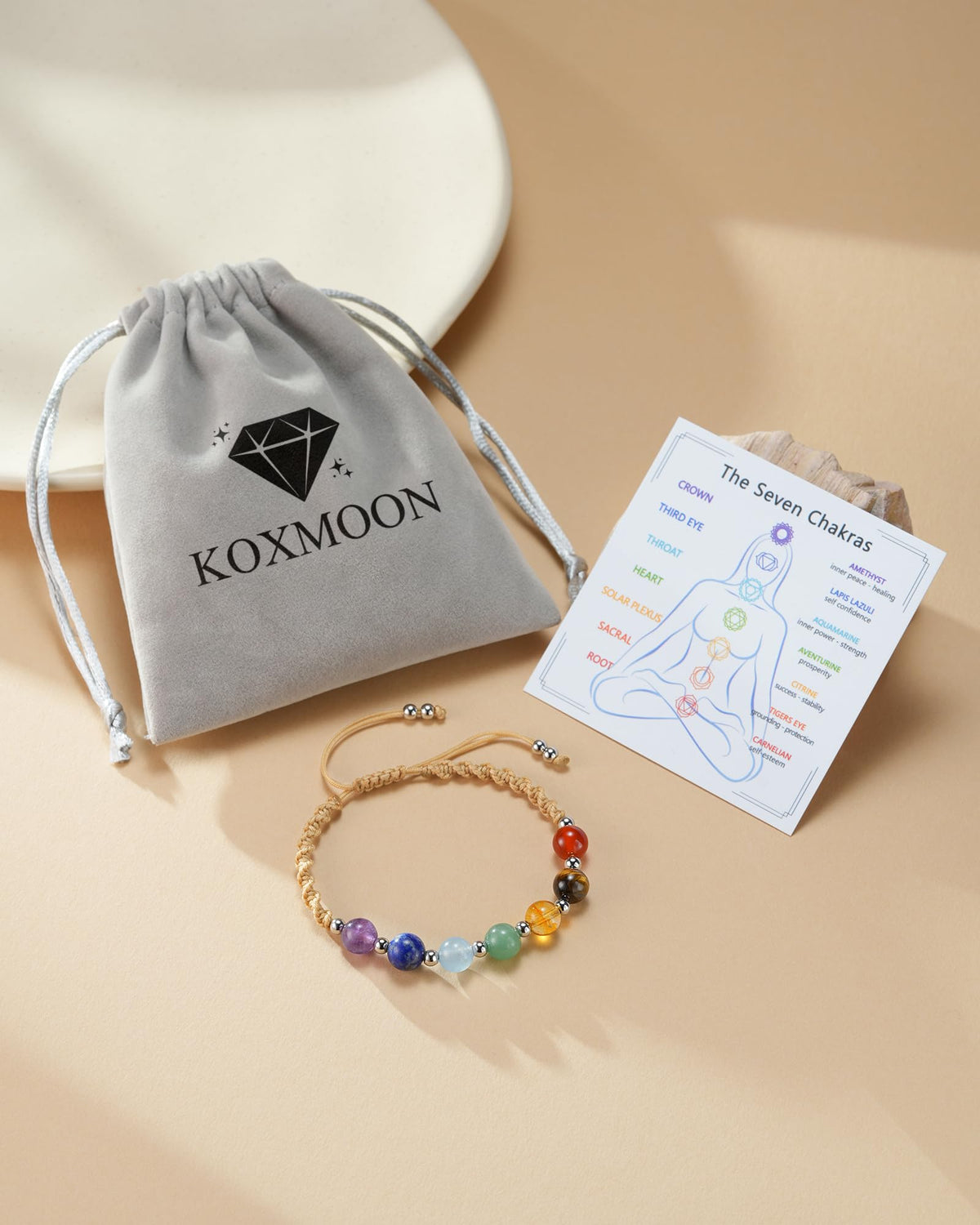 KOXMOON Chakra Bracelets for Women Crystals and Healing Stones Crystal Bracelet for Women Healing Crystals Meditation Relaxing Gifts for Womens Bracelets Anxiety Relief Items 7 Chakras