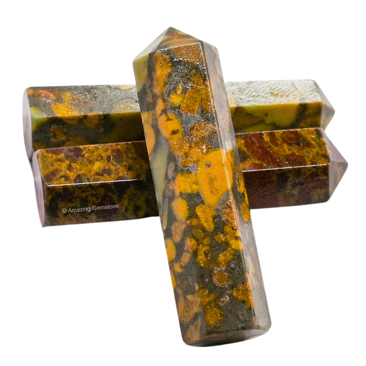 Amazing Gemstone Fruit Jasper Crystal Points Bulk Healing Crystals - Pack of 3 Single Terminated Healing Wand Point Bulk Crystals for Crafts,Crystal Grid,DIY Work - Premium Crystals - Beginners Gift