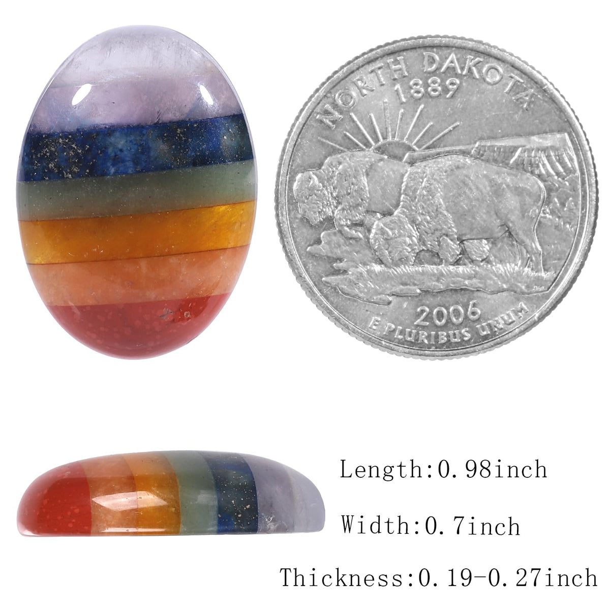 Nupuyai Pack of 5 Oval 7 Chakra Cabochons for Jewelry Making, Stone Cabochons Flatback DIY Art Project Jewelry Making Supplies, 18x25mm