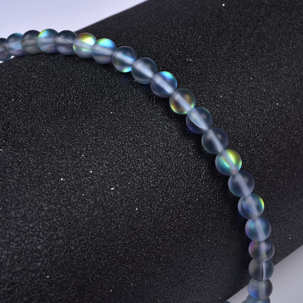 Asingeloo 38PCS 10mm Natural Gray Mystic Aura Quartz Gemstone Frosted Matte Titanium Round Loose Spacer Beads 15 inch Full Strand Crystal Healing Power Quartz
